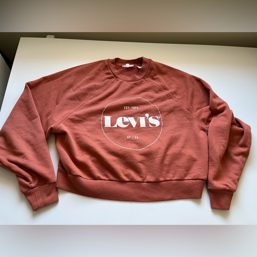 Levis orange cropped top crew neck sweater